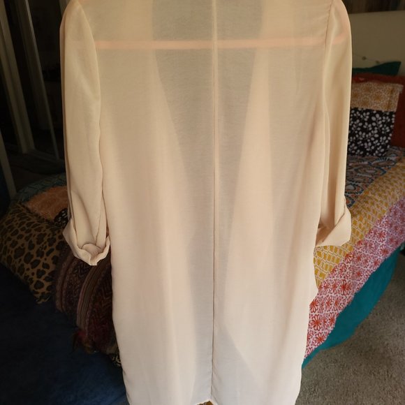 Sweet Rain Cream-Colored Sheer Chiffon Duster, Size Small - Picture 3 of 5